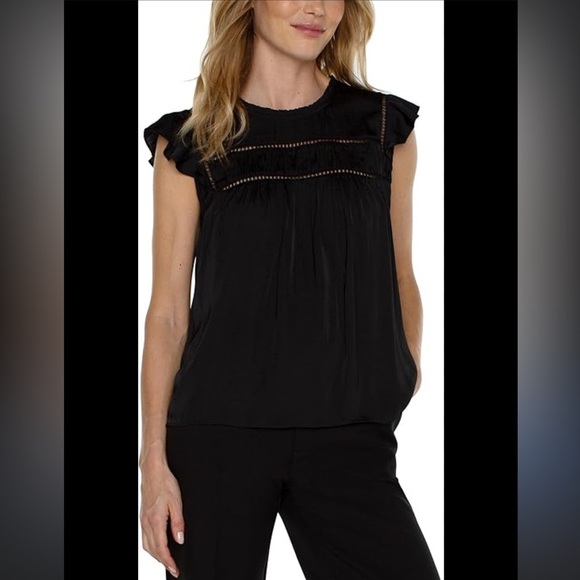 Meadow Rue Black Relaxed Ruffled Blouse - Picture 1 of 10